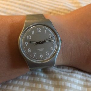 Gray Swatch Watch white dial, works, new battery